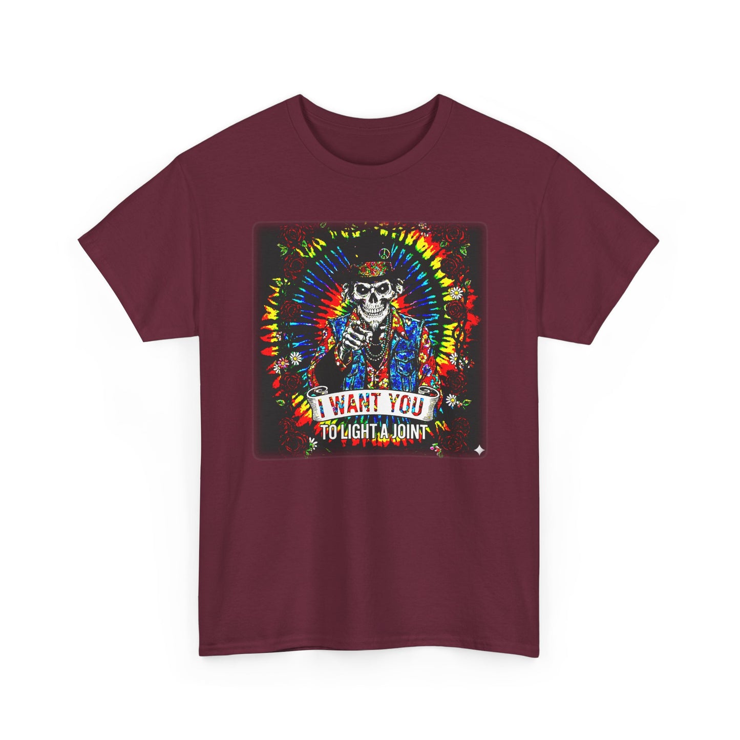Tie Dye Skeleton Soldier I Want You To Light A Joint T-Shirt | Psychedelic Cannabis Tee