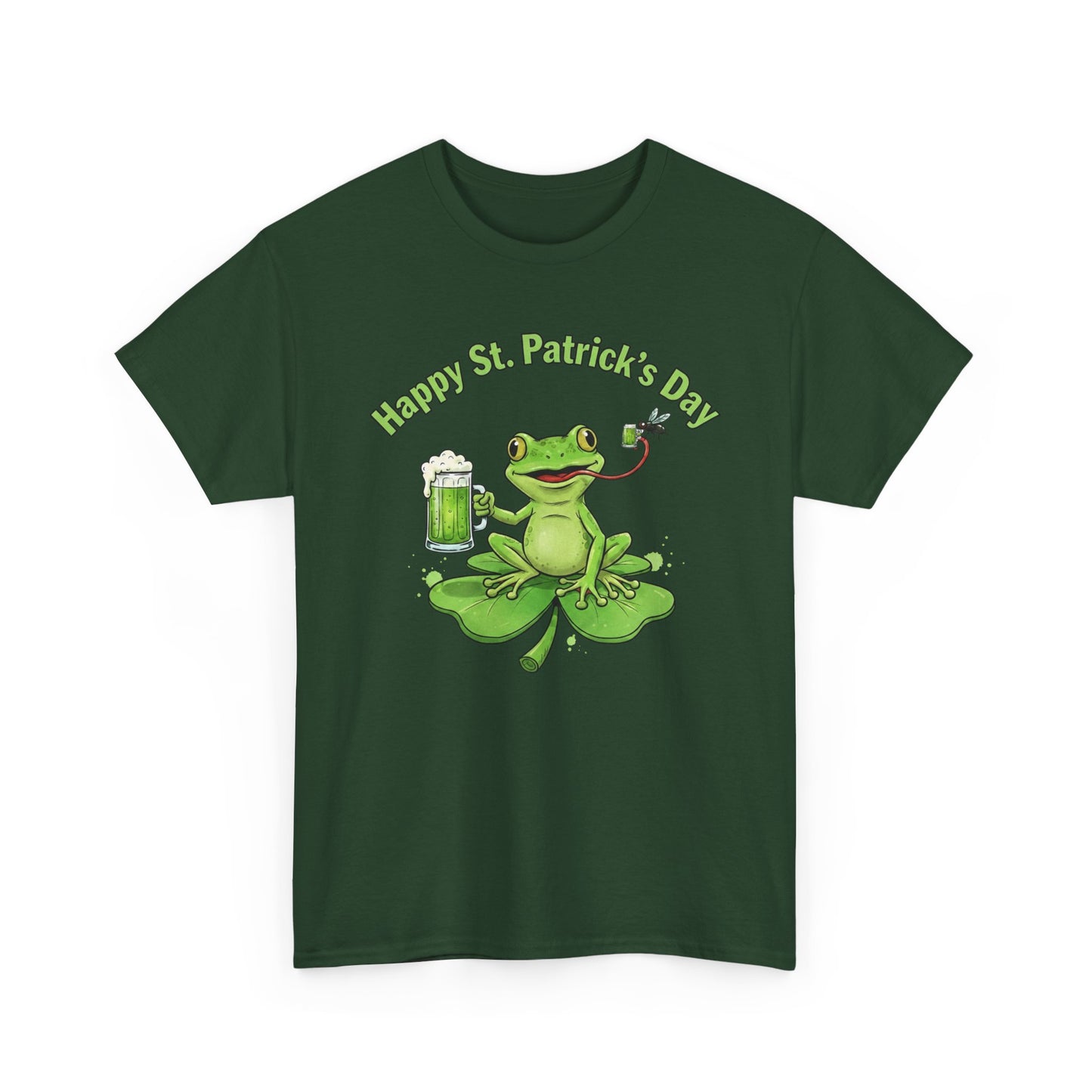 St. Patrick’s Day Happy Frog on a Shamrock T‑Shirt