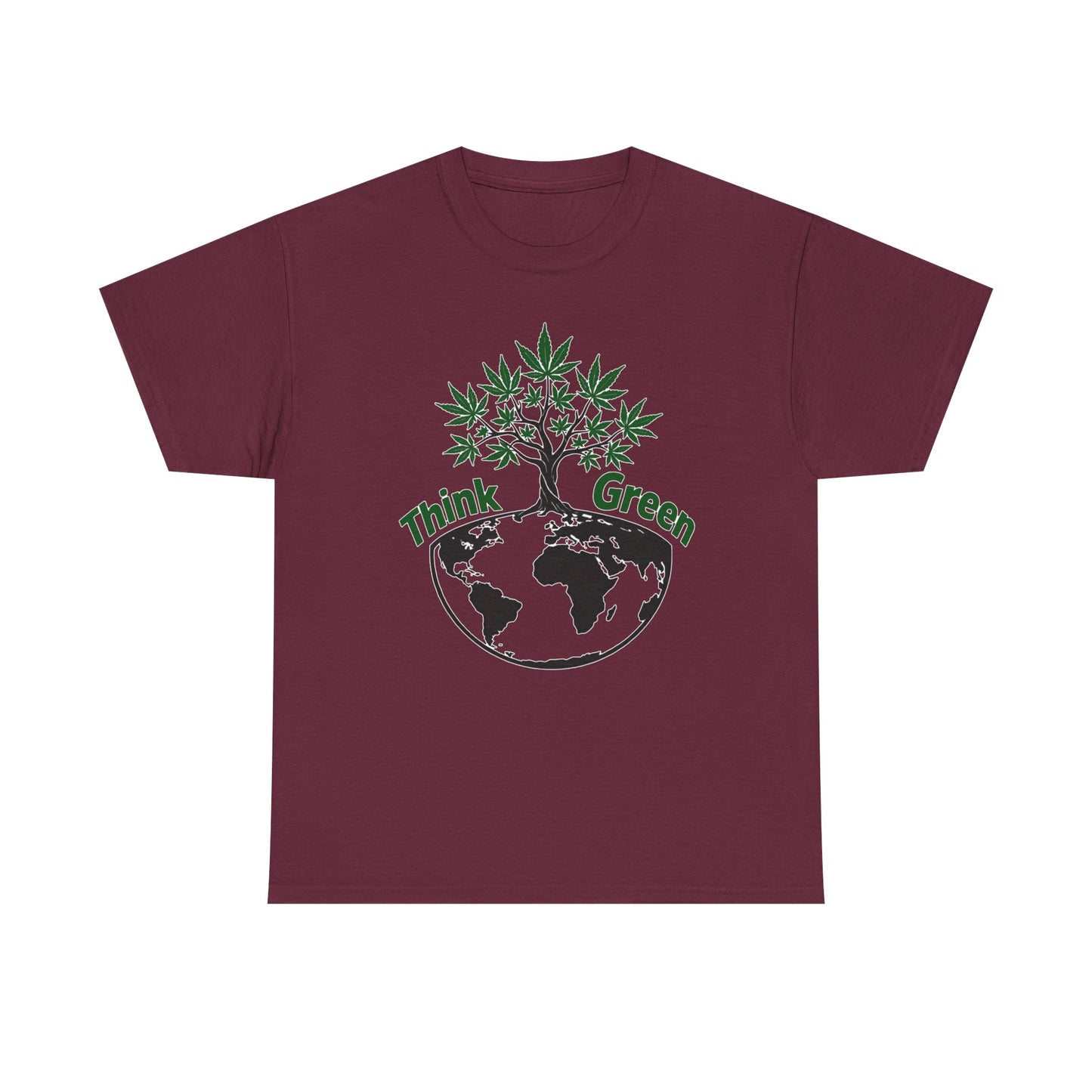 Think Green Marijuana Earth Tree T-Shirt | Environmental Graphic Tee