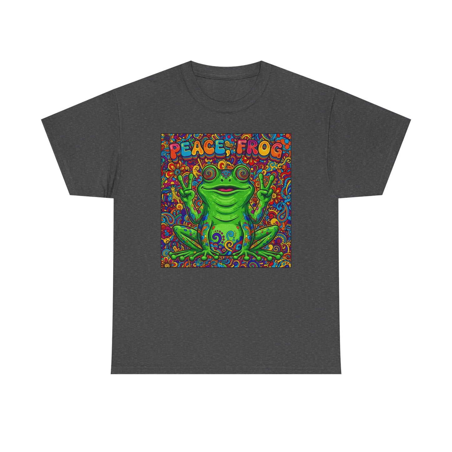 Peace Frog psychedelic frog tee | colorful hippie frog shirt