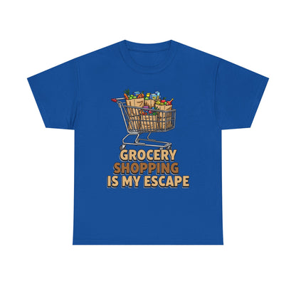 Grocery Shopping Is My Escape T-Shirt | Foodie | Shopping Cart Illustration