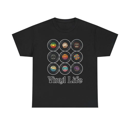 Vinyl Life record collection Tee | Retro vinyl records graphic T-Shirt