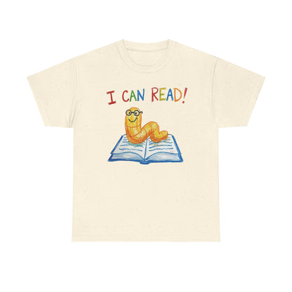 I Can Read Bookworm tee | Retro Reading Shirt