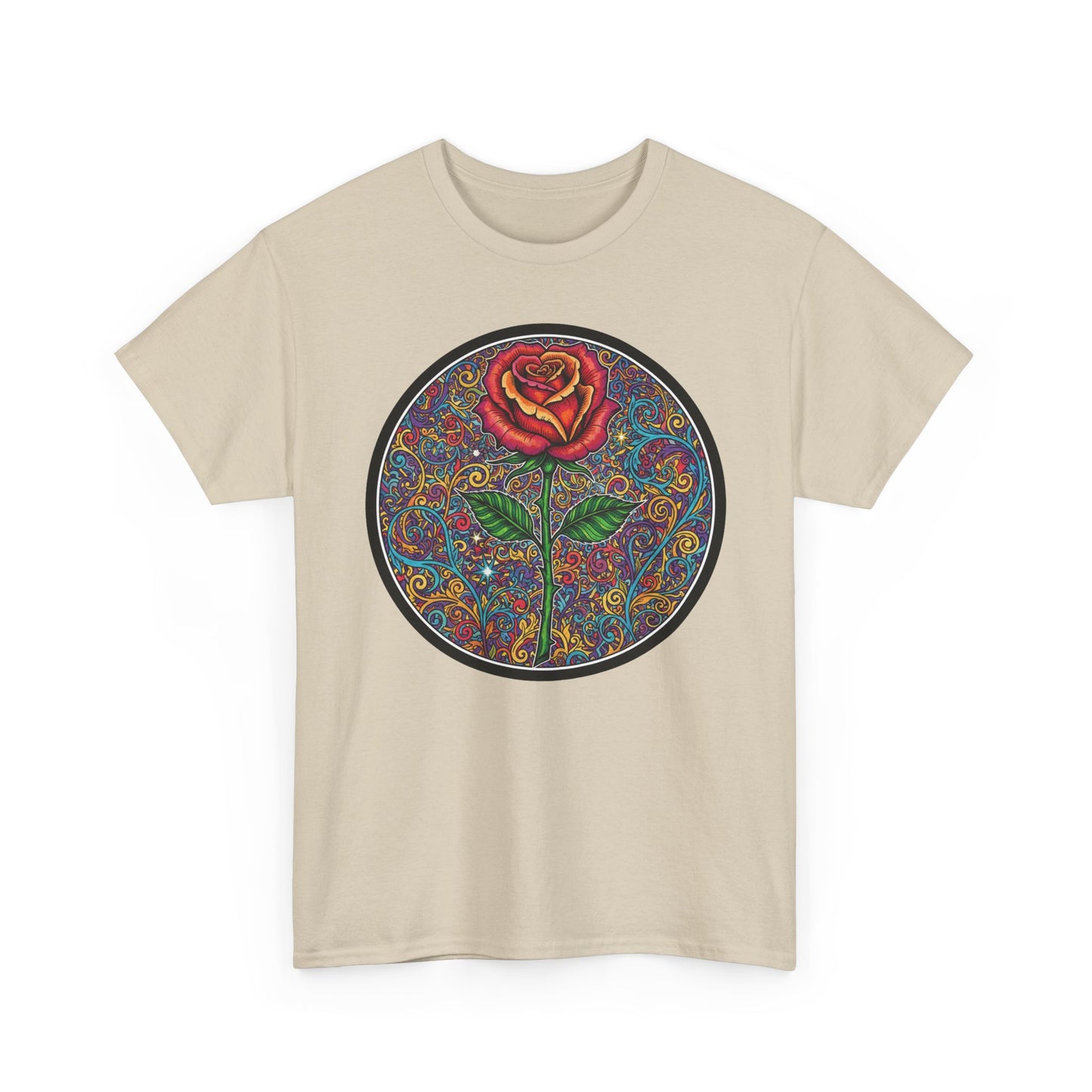 Floral Rose Mandala Tee | Psychedelic Boho Rose Graphic T-Shirt