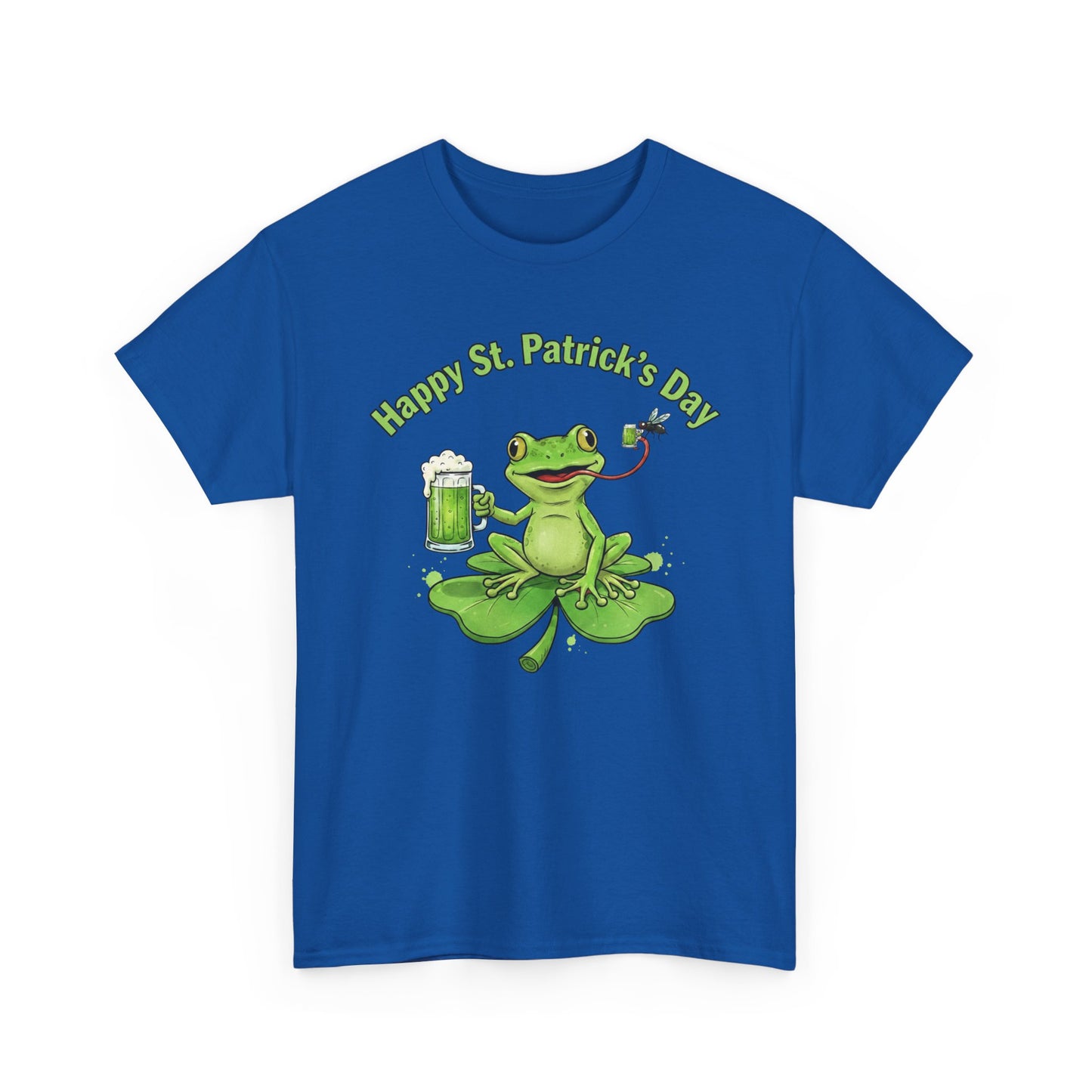 St. Patrick’s Day Happy Frog on a Shamrock T‑Shirt