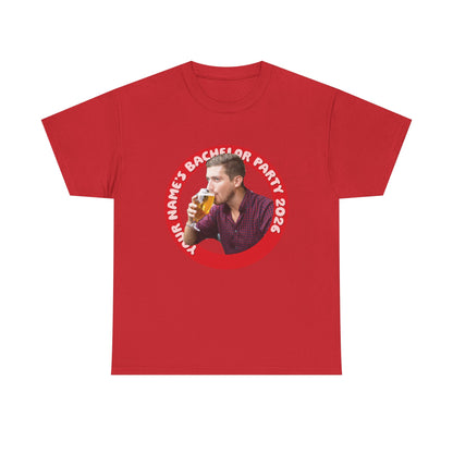 Bachelor Party Photo Tee | Custom Photo, Name & Year Circle