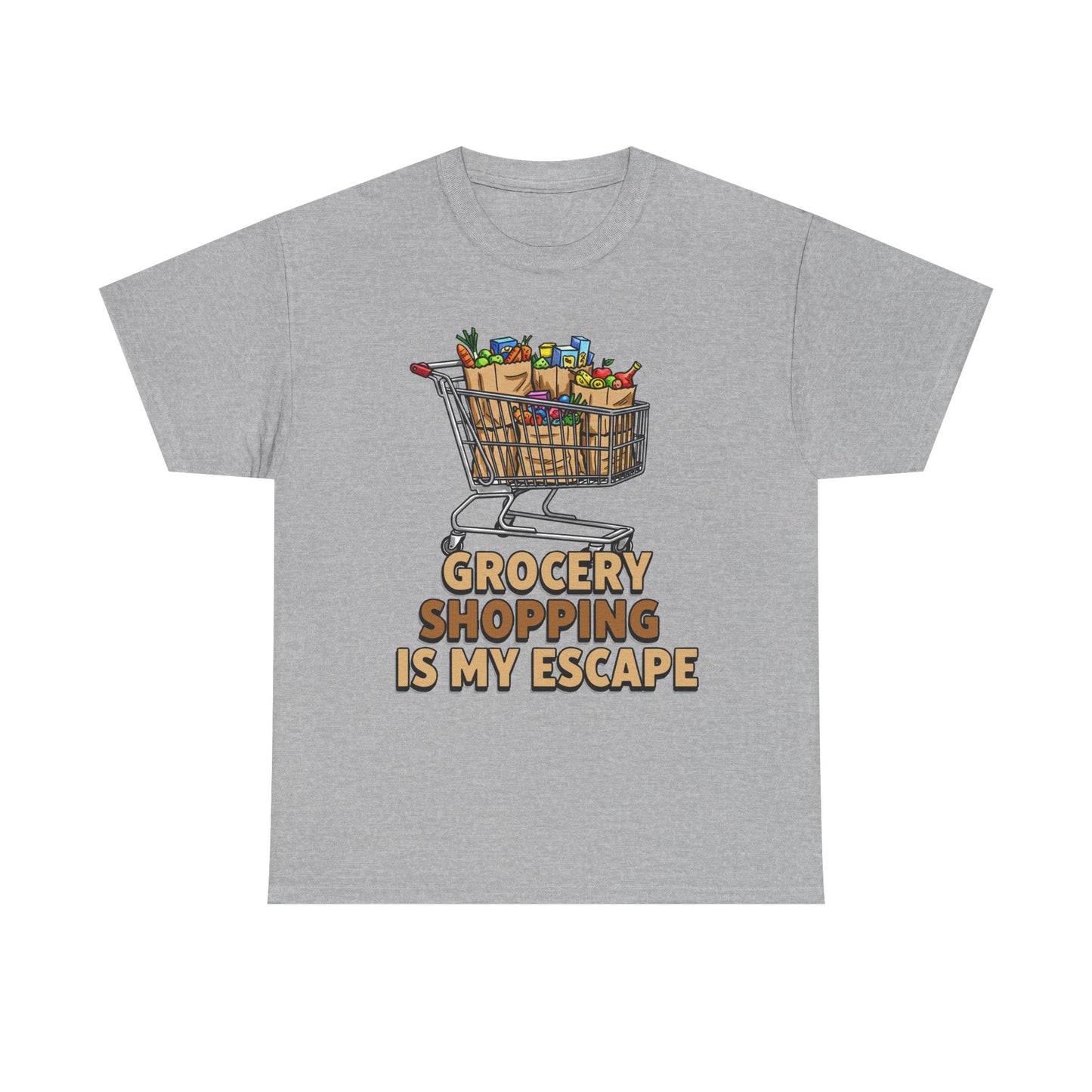 Grocery Shopping Is My Escape T-Shirt | Foodie | Shopping Cart Illustration