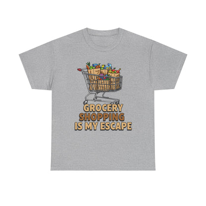 Grocery Shopping Is My Escape T-Shirt | Foodie | Shopping Cart Illustration