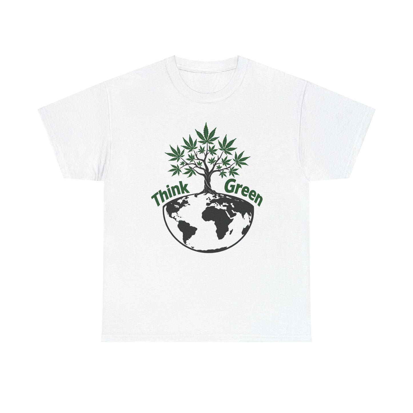 Think Green Marijuana Earth Tree T-Shirt | Environmental Graphic Tee