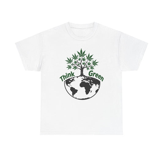 Think Green Marijuana Earth Tree T-Shirt | Environmental Graphic Tee