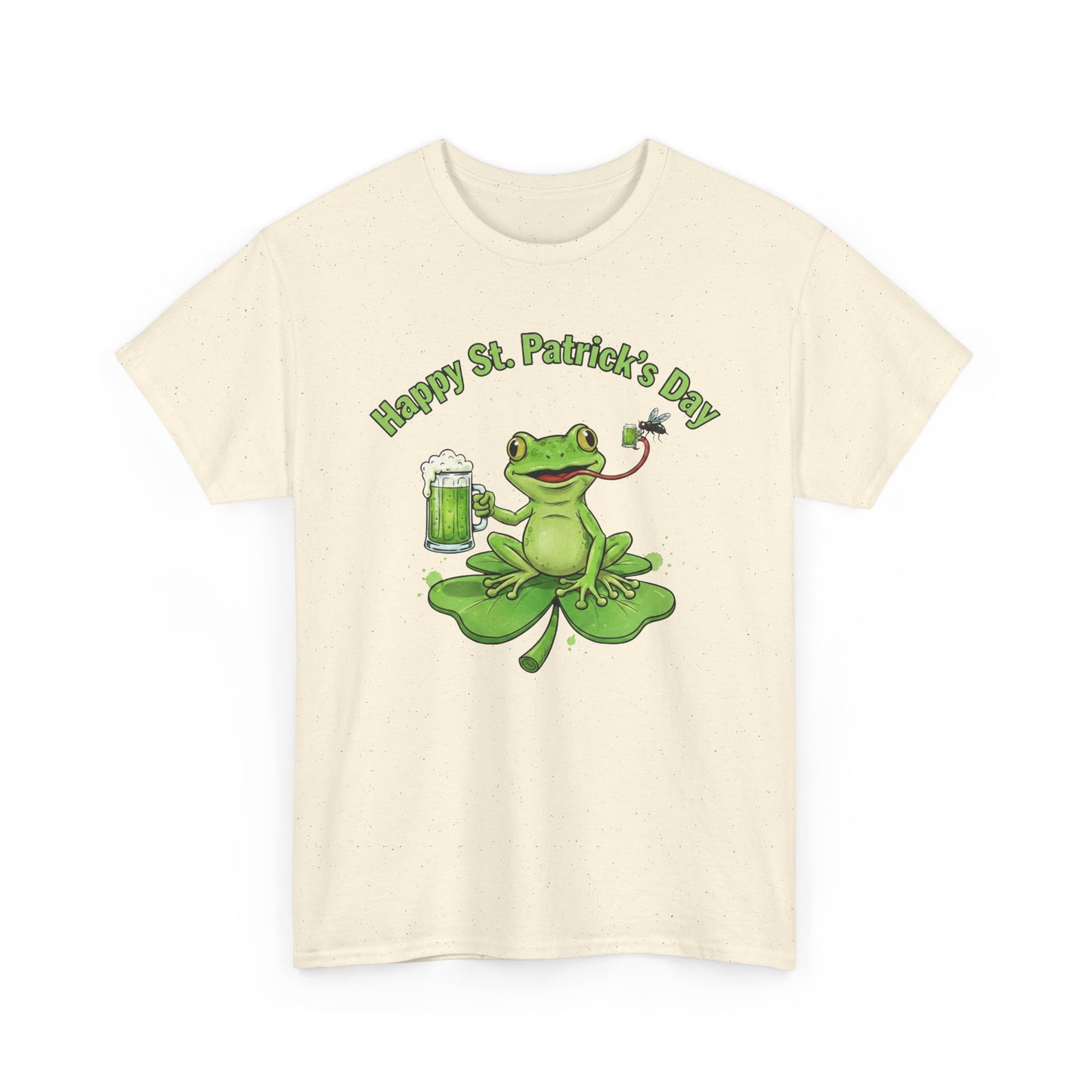 St. Patrick’s Day Happy Frog on a Shamrock T‑Shirt