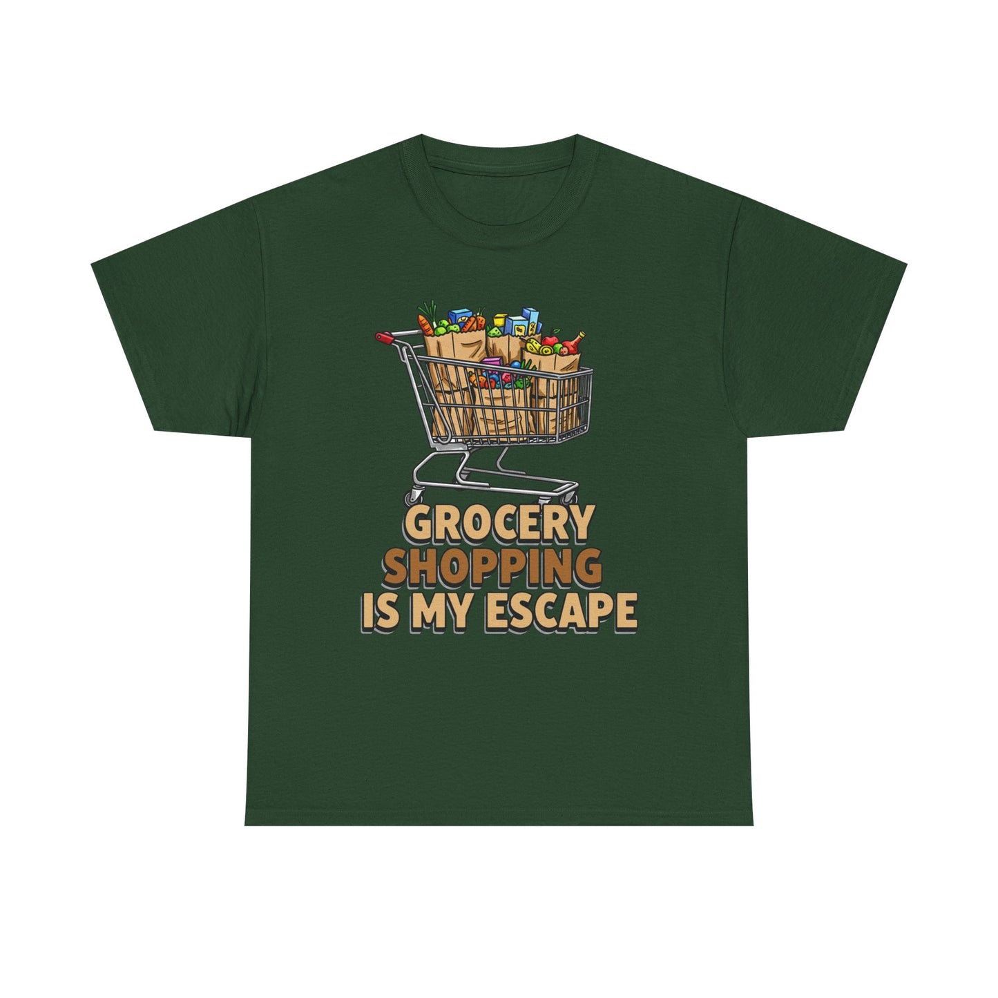 Grocery Shopping Is My Escape T-Shirt | Foodie | Shopping Cart Illustration