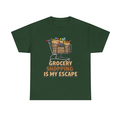 Grocery Shopping Is My Escape T-Shirt | Foodie | Shopping Cart Illustration