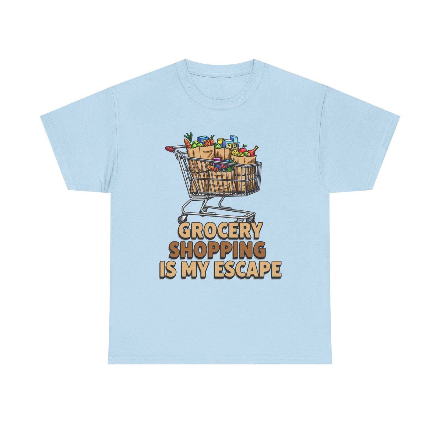 Grocery Shopping Is My Escape T-Shirt | Foodie | Shopping Cart Illustration