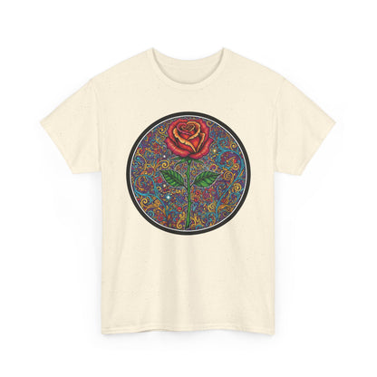 Floral Rose Mandala Tee | Psychedelic Boho Rose Graphic T-Shirt