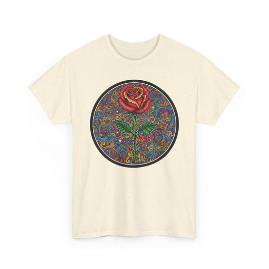 Floral Rose Mandala Tee | Psychedelic Boho Rose Graphic T-Shirt