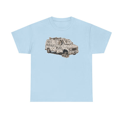Free Pierogies Sketchy Van Funny Tee | Bad Food Truck Illustration T-Shirt