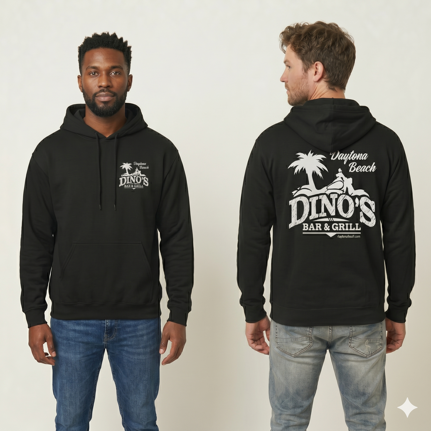 2 Sided Pullover Hoodie | Dino's Bar & Grill | Daytona Beach